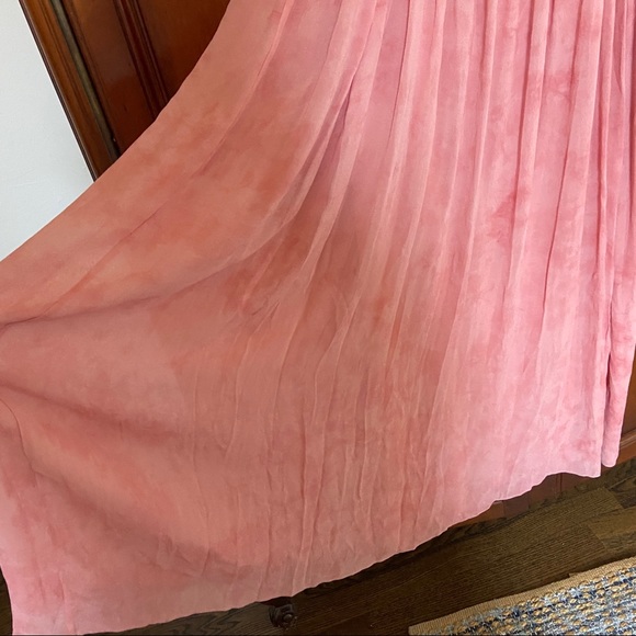 LoveShackFancy Silk Maxi Dress Pink Tie Dye Empire Pleated Bust | Size 4 - Picture 14 of 16